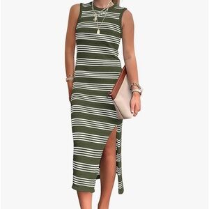 NEW Sleeveless Casual Sundress Hollow Out Side Slit Bodycon Knit Long Tank Dress